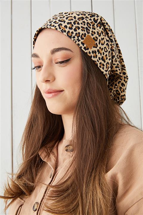 Butikgiz Kadın Leopar İp Detaylı  Bere