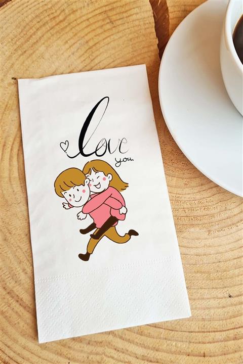 PEKSHOP Sevgiliye Sunum Peçetesi I Love You Yazılı Sevgililer Günü Konuşan Kağıt Peçete