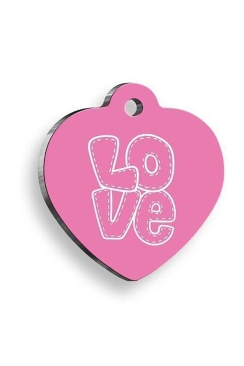 altın pati Love Letter Pink Kalp Kedi Ve Köpek Künyesi