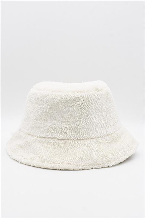Külah Kadın Yumuşak Bucket Şapka Beyaz