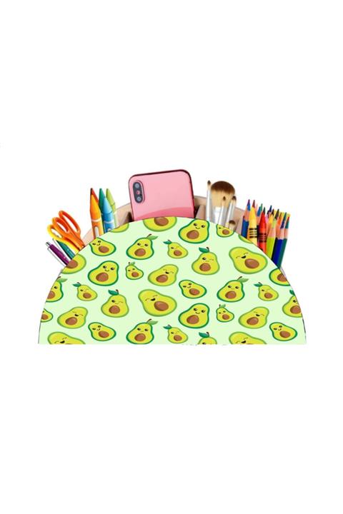 SEÇ Baskı Tasarım Avakado Desenli Masaüstü Ahşap Kalemlik Kalem Kutusu Organizer 26*13 Cm