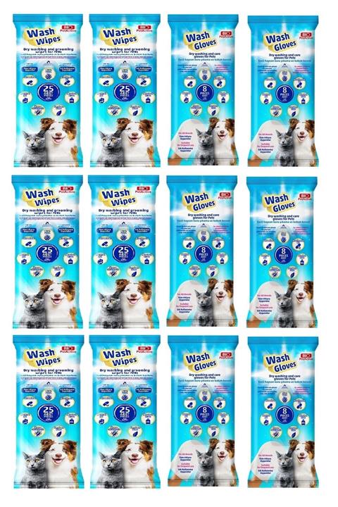 Bio PetActive Wash Gloves + Wash Wipes Karma 12 Li Paket