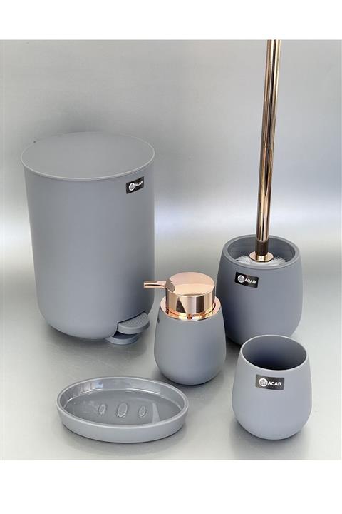 ACAR Acr Lüx 5 Parça Banyo Takımı Akrilik Gri Bronz