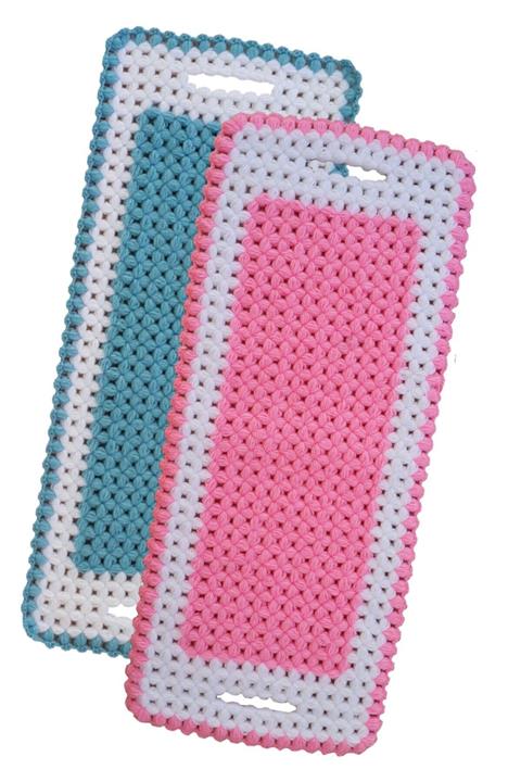 Göçmen Tuhafiye El Örgüsü Banyo Lifi& Çeyizlik Kese 45x18 Cm ( Pembe Mavi) 2 Li Takım