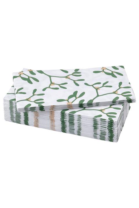 Oliva Nero Ikea Peçete Kağıt Peçete Yeşil Beyaz Desenli