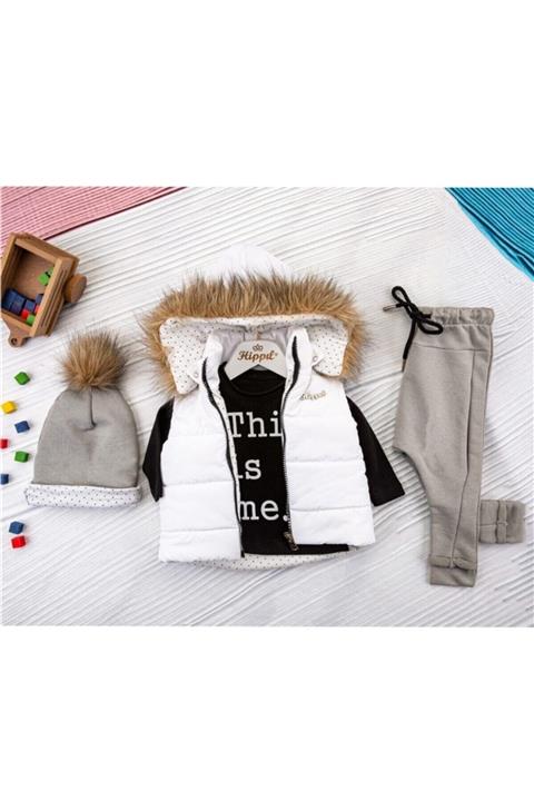 Hippıl Baby Şişme Yelekli Kapüşonlu Şapkalı 4'lü Takım