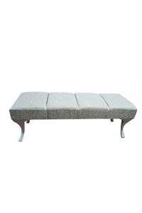 BALTACI MOBİLYA Yarmalı Ayak Ucu Puf Bench Krem 140x40 Çam Ağacı Iskelet