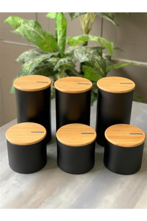 Bambum Emma 6lı Cam Saklama Kabı Set Siyah