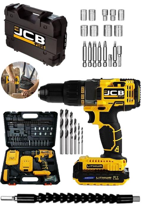 ProJCB Plus 48 V 5 Ah Planet Metal Şanzuman Çift Samsung Bataryalı Akülü Vidalama Matkap 27 Pcs Set