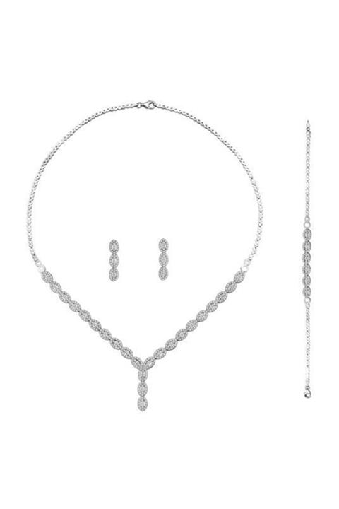 BİLEZİKHANE Fantezi Beyaz Altın Set 21,00 gr. 14 Ayar Altın