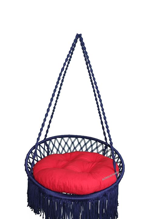 ALTINOLUK HAMAK Kırmızı Minderli Lacivert Püsküllü Relaks Salıncak