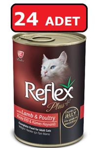 Reflex Plus Kuzu Etli Ve Kümes Hayvanlı 24 Adet X 400 Gr Kedi Konserve Yaş Mama Jöle Içinde Et