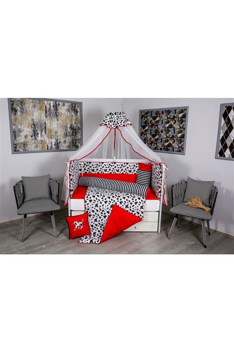 Mini Baby Unisex Bebek Kırmızı Dalmaçyalı Uyku Seti 70x130 Ölçü