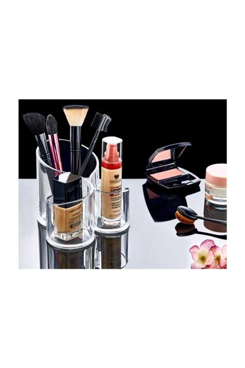 Tikatti Akrilik Lüx Spiral 3 Gözlü Makyaj Organizeri