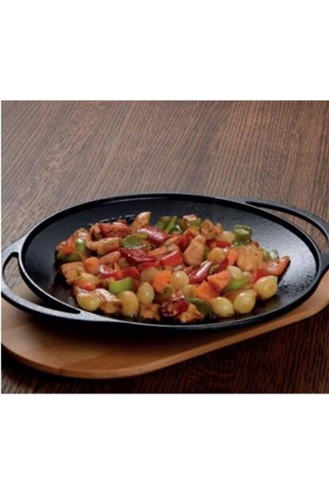 Lava Döküm Sac Kavurma Tavası Çap 28 cm Ahşap Altlı - Lv As 139