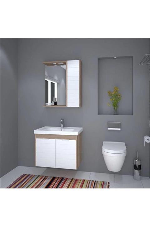 DENKO Mostar 70 cm Mdf Beyaz Banyo Dolabı Takımı Ve Boy Dolabı