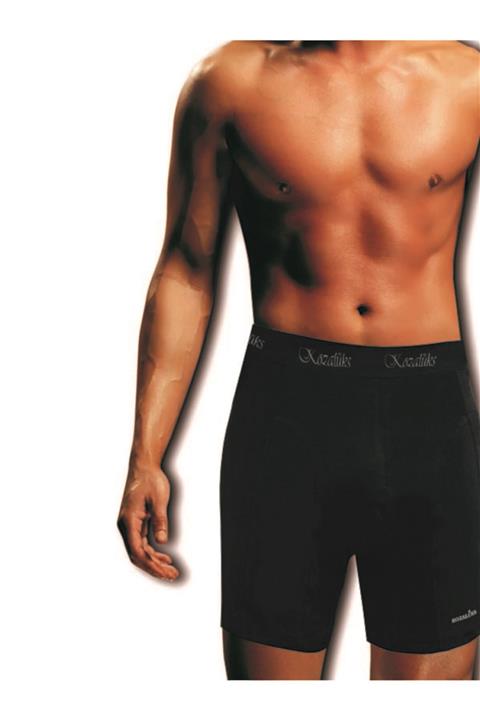KozaLüks Erkek 2'li Siyah Uzun Paça Boxer