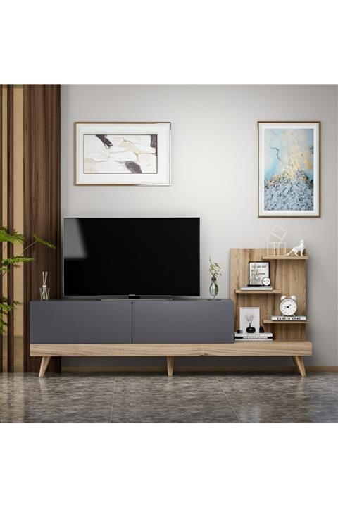 BMdekor Dizayn Antrasit Ceviz Tv Sehpası 180 cm