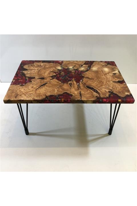 MONIDEC Kütük Ahşap Epoksi Orta Sehpa