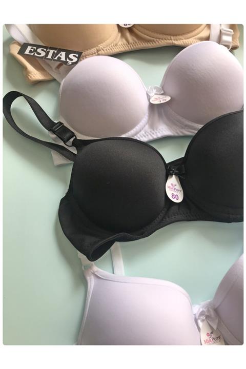 MİSS PERRY Destekli Siyah Beyaz Ten Sütyen 4 Adet