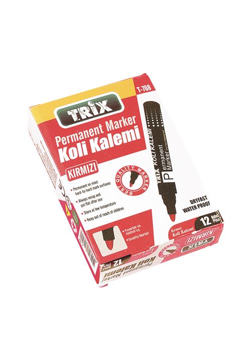 TRİX Koli Kalemi 12 Adet Permanent Marker Kırmızı