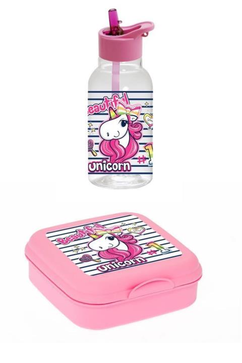 Herevin Unicorn Desen Matara Ve Sandviç Box