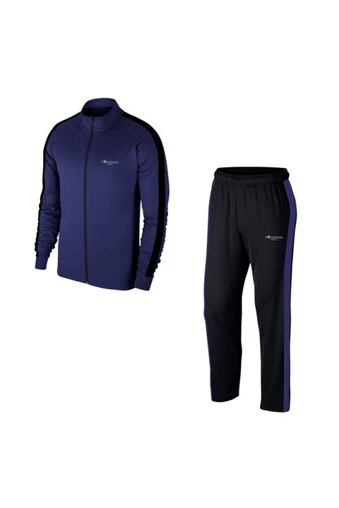 POSEIDONSTORM Erkek Lacivert Büyük Beden Günlük Sporcu Eşofman Takımı 4xl-10xl Tek Bant Şerit - M1