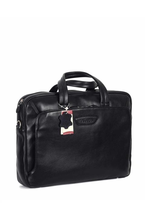 Aka Deri Düz Siyah Hakiki Deri Evrak Çanta 246_1