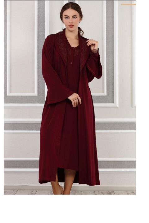 Tuba Kadın Güpürlü Gecelik Sabahlık Takımı