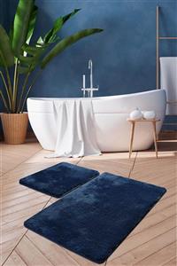 Chilai Home Havai Navy Blue 2 Li Setyıkanabilir Kaymaz Taban Banyo Halısı,paspası