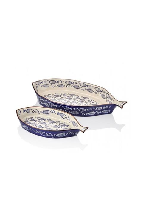 Cemile Mavi Ikili Balık Fırın Kabı