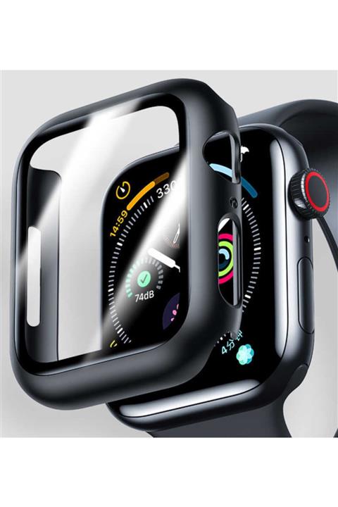 TechnoGuru Apple Watch 44mm Için Gövde Ve Ekranı Tam Koruyan Gard Koruyucu Siyah