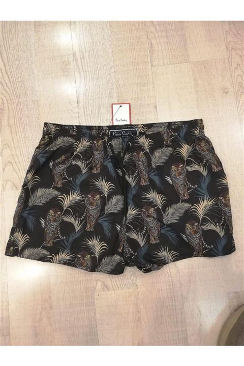 Pierre Cardin Erkek Siyah Desenli Kısa Dokuma Şort Mys201367