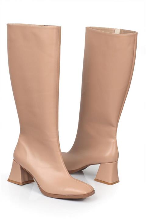 Capone Outfitters Küt Burunlu Yandan Fermuarlı Orta Topuklu Çizme