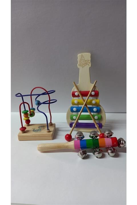 ITEM Ahşap Oyuncak Seti 2 ( Mini Helezon-ksilofon-zilli Marakas)