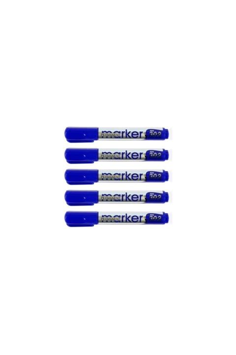 Piano Koli Kalemi Permanent Marker 302 Yuvarlak Uçlu Mavi 5 Adet