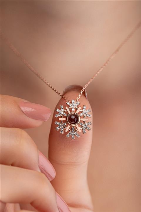 İNFİNİ TAKI Yüz Dilde Seni Seviyorum Kar Tanesi Kolye