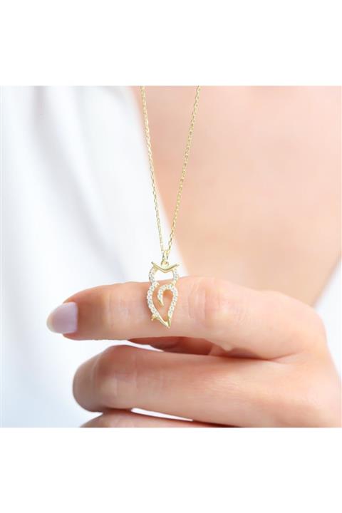 Mia Vento Işıltılı Baykuş Gold Renk Gümüş Kolye