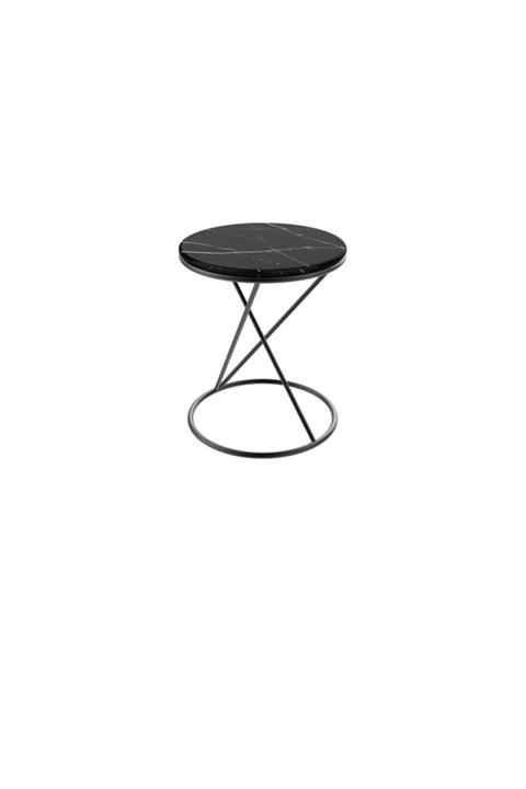 MAKSA Cosetta Alexandrette Black Metal Üzeri Mat Siyah Statik Boyalı Yan Sehpa