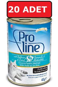 Pro Line Proline Somonlu Ve Alabalıklı Sos Içinde Et Parçalı Kedi Konservesi 20 Adet X 415 Gr