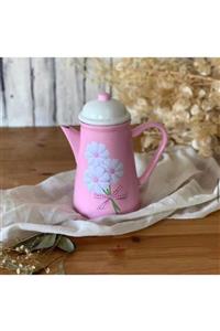 Handmadesign Kapaklı El Yapımı Seramik Sürahi - Pembe Papatyalı