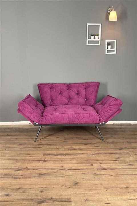 Berta Concept Storm Yatak Olabilen Kolları Yatan Ikili Kanepe Mor