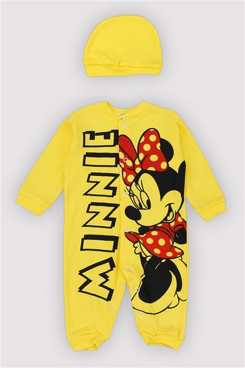 Peki 4 Mevsim Kız Bebek Penye %100 Pamuk Dar Kalıp Mouse Bereli Ikili Tulum 12430