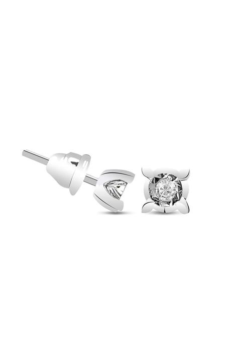 Amor Pırlanta Amor Kadın 0.12 Karat Tektaş Pırlanta Küpe F-sı 14k