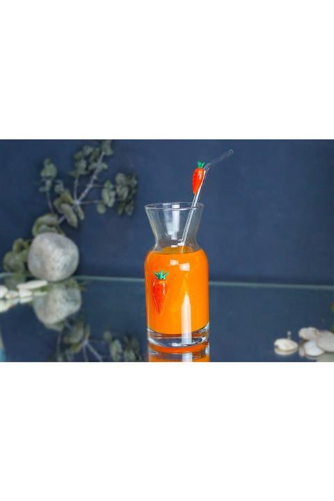 ADAMODART Havuç Figürlü Sunum Karafı Ve Cam Pipet Seti