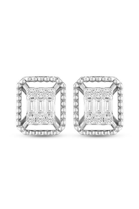 Barok Diamond Baget Pırlanta Küpe 0.21 Ct. E Vs 14k