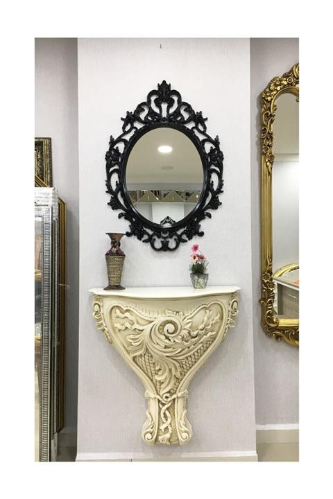 Pupilla Taç Model Siyah Renk Ayna Modern Ayna Dekoratif Ayna