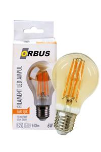 ORBUS Dekoratif Ampul A60 E27 Amber Sarı Işık