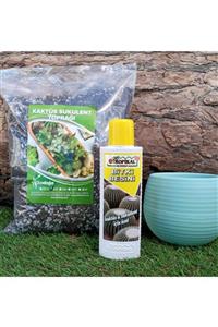 TROPİKAL 3'lü Set Kaktüs Besini 225 Ml+ 3 Lt Kaktüs Toprağı+ 0,55 Lt Su Yeşili Kaktüs Saksısı Sıvı Gübresi