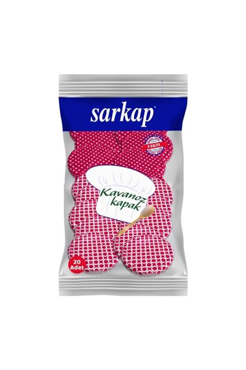 Sarkap Hijyenik Paketli 20 Adet Kavanoz Kapağı - Kırmızı 2 Farklı Dizayn - 82mm